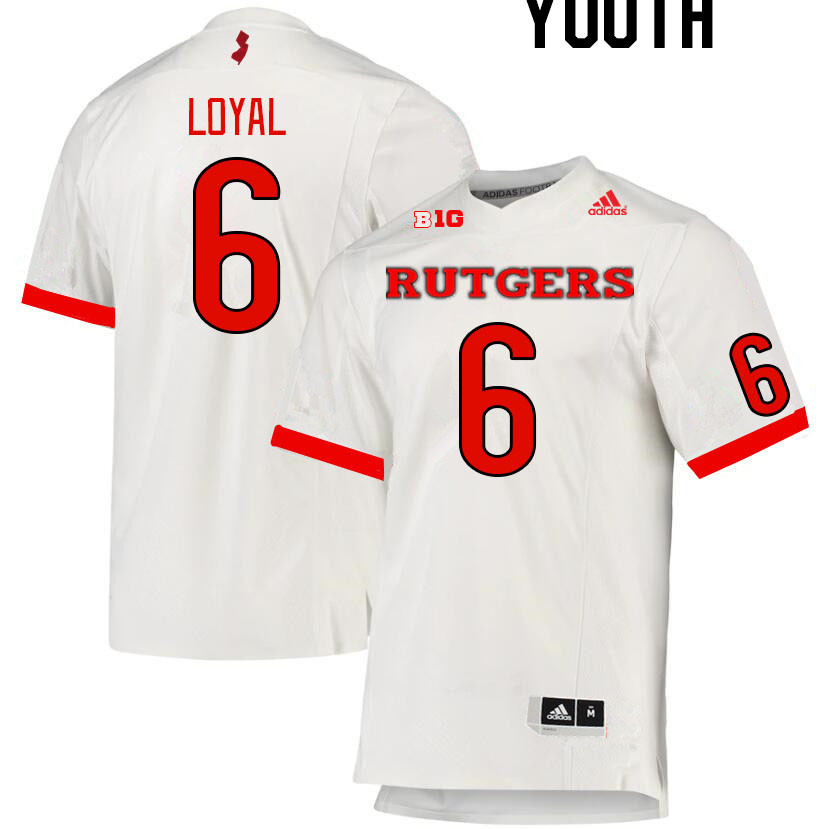 Youth #6 Shaquan Loyal Rutgers Scarlet Knights College Football Jerseys Stitched Sale-White